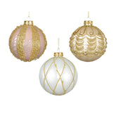 Decoris Glass Bauble with Enamel Glitter 10cm - Pink (3 Assorted)